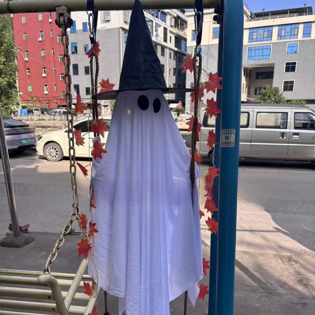 LED Illuminated Halloween Ghost Hanging Decoration