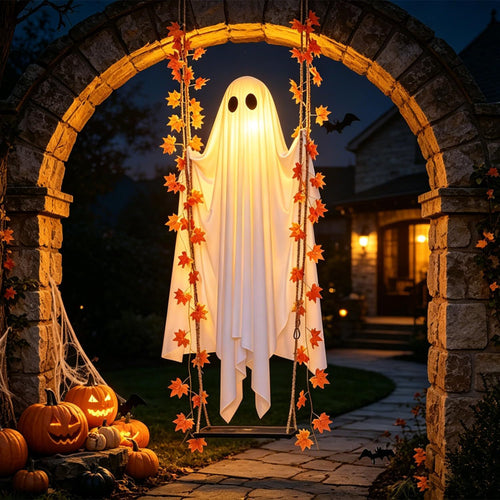 Halloween Maple Leaf Ghost Hanging Decoration for Garden